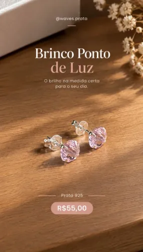 Par de Brincos Ponto de Luz Prata 925
