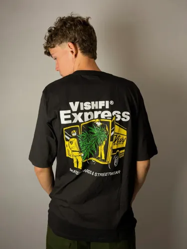 Camiseta Oversized Preta Vishfi Express Streetwear