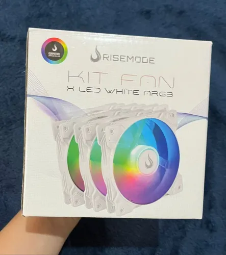 Kit 3 fans Rise Mode X Argb 5v branco <br>R$60