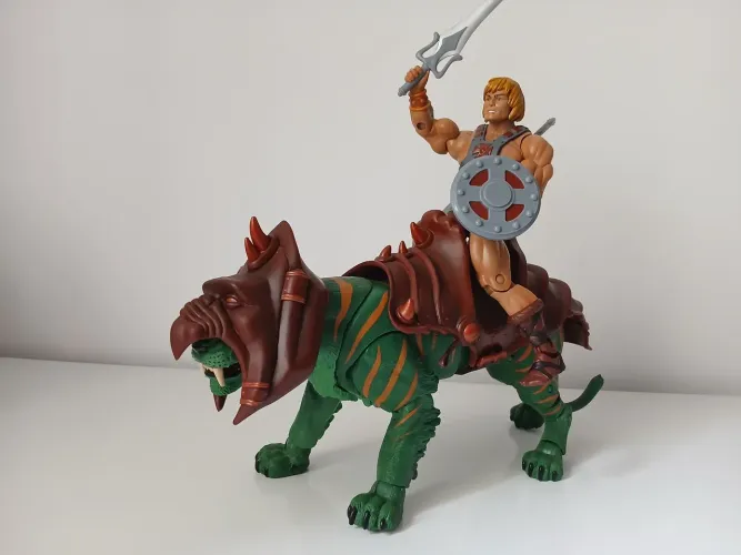 He-man e Gato Guerreiro originais Mattel 2004, 100% completo, apenas fora da caixa