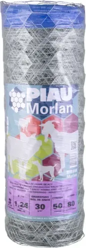 Tela metálica hexagonal, malha 3", 18 BWG x 0,8 m, com 50 m, mangueirão, MORLAN