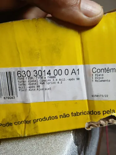 Kit de embreagem Cummins 3.9 For F250/ F350/ F4000 . Ano 1998 a 2011