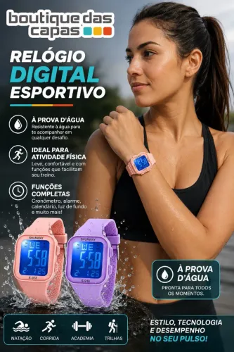 Relógio 656 Digital Esportivo Modelo Quadrado Fino Confortavel A Prova Dágua 