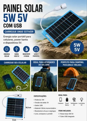 Carregador de celular solar powerbank, luminária