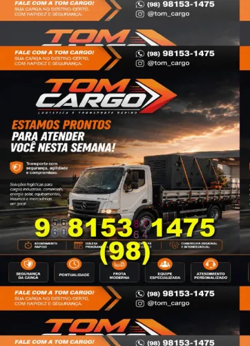 Frete em São Luís, Coqueiros, Anil, Centro - Faça sua mudança com Tom Cargo! 98 9 8153)147