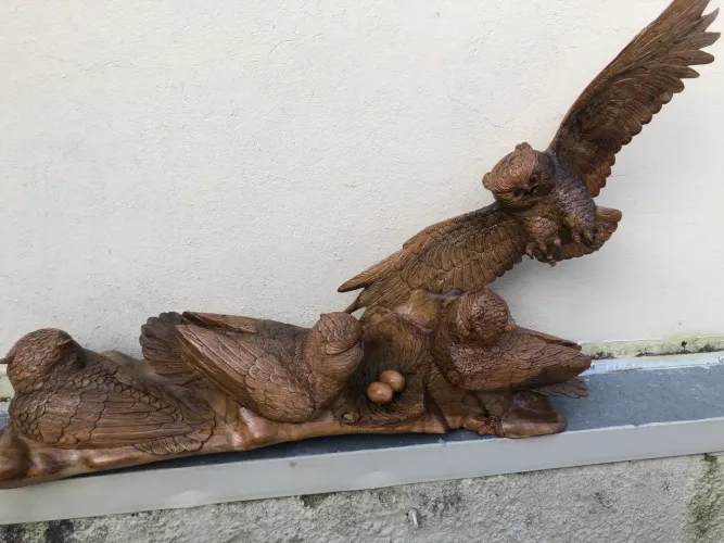 Escultura madeira corujas