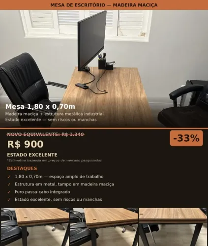 Mesa de Escritório 1,80 x 0,70m