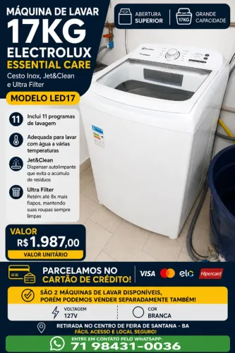Máquina de lavar roupas Electrolux 17kg