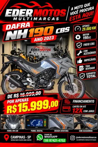 DAFRA NH 190 CBS 2023 CINZA COM APENAS 29.000KM E COM GARANTIA TOTAL