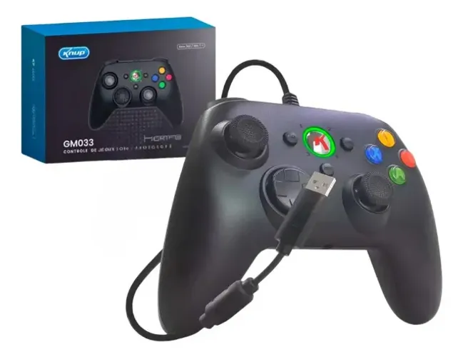 Controle Xbox 360 Com Fio USB Knup GM033 Para PC e Xbox 360
