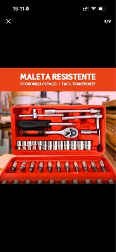 Kit de Ferramenta 46 Peças com Catraca, Soquete e Chave Allen