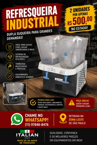 Refresqueira Industrial - 2 Suqueiras no estado por apenas R$ 500,00