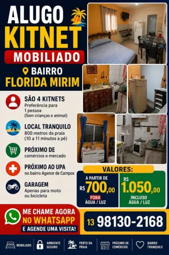 Locação de kitnets mobiliada
