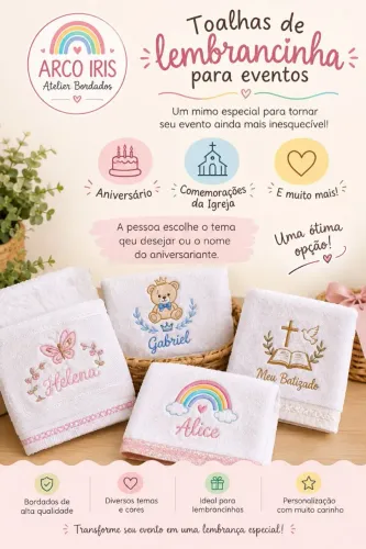 TOALHAS DE LEMBRANCINHA PARA EVENTOS