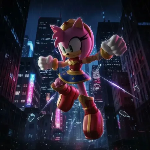 Boneca - Jakks Pacific DC Sonic Amy Rose Wonder Woman