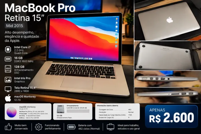 MacBook Pro Retina 15? i7 16GB SSD - Muito Conservado