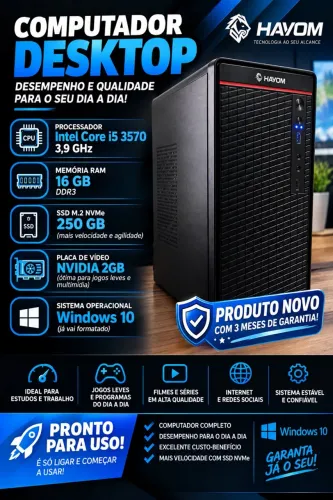 Computador Pc Escritório/Gamer/Estudos NOVO