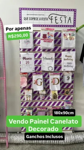 Painel Canelato Decorado 180x90cm + Ganchos - Expositor de Produtos