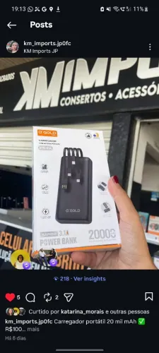 Carregador portátil 20 mil mAh