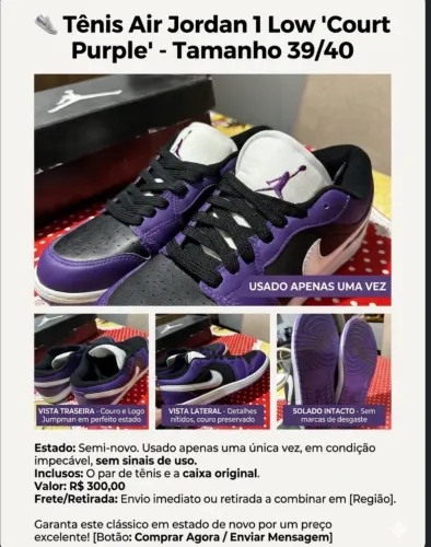 Air Jordan 1 Low "Court Purple".