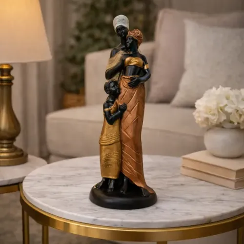 Escultura Família Africana NOVA Artesanal