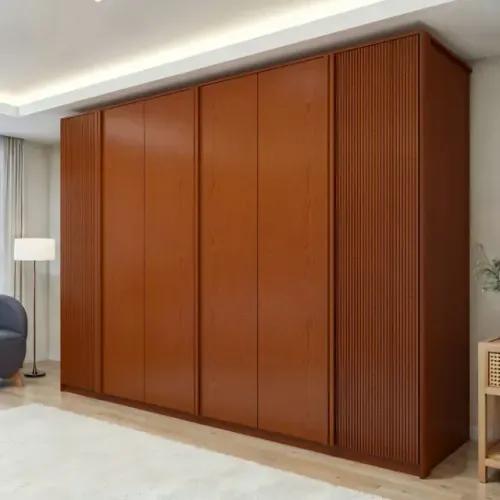 Guarda Roupa Barcelona Ripado de Casal 6 Portas Marrom Chocolate