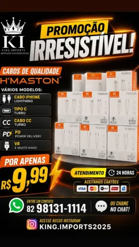Cabo de iPhone e de vários modelos atendimento 24 horas