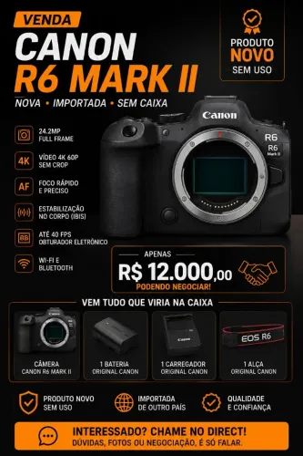 Canon EOS R6 Mark II - Nova - R$ 11,900