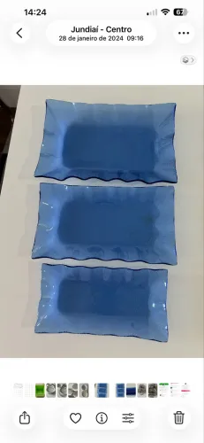 Travessas de vidro azul 