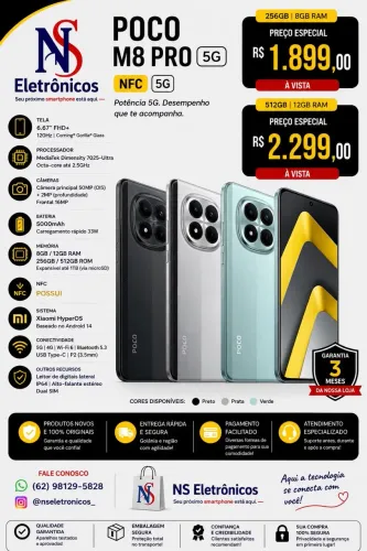 Celular Xiaomi Lançamento Poco M8 Pro 5g NFC 12/512 Lacrado Global entregamos em sua casa