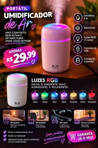 Umidificador de Mesa RGB Entrada USB