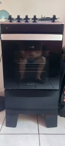 Fogão 4 Bocas Atlas Automático Milão Fast Mesa De Inox Preto