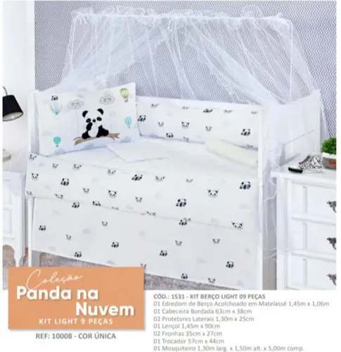 Kit para berço americano com 9 itens (Novo)