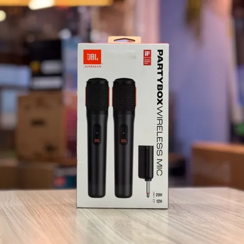 LOJA FISICA. PAR DE MICROFONES JBL PARTYBOX WIRELESS | COM ADAPTADOR P2 
