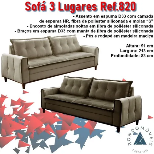 Sala escritório sofá 3 lugares