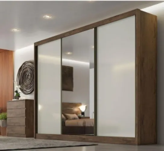 Quarto Roupeiro Casal  3 portas com Espelho 100% MDF