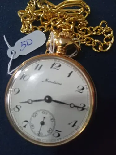 Relógio Mondaine de bolso, folhado a ouro,funcionando