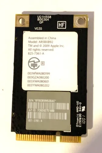 Apple Airport AR5BXB92 AR9280 AGN Wireless Wifi N Card Placa iMac