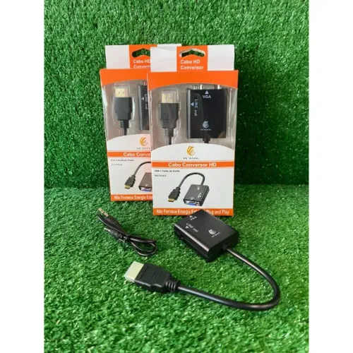 Cabo Conversor Adaptador HDMI Para Vga com saída P2 Áudio