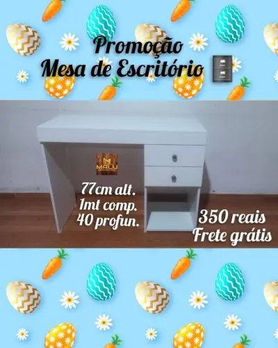 Mesa de Escritório Branca - 77cm Alt. 1m Comp. 40 Prof. - Frete Grátis