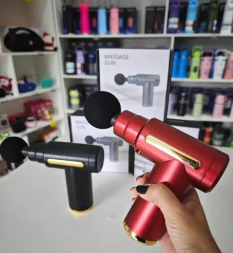 Massageador Pistola, com acessórios , sem fio, loja em Rio Preto.
