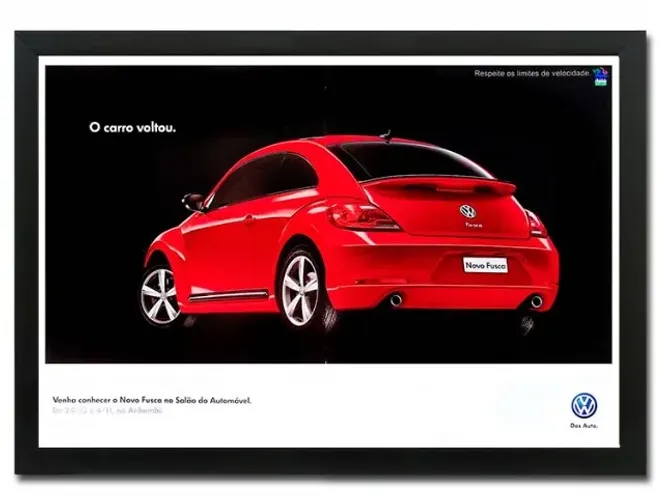 VW Fusca TSI 2013, 2014 - Quadro decorativo com propaganda original de revista