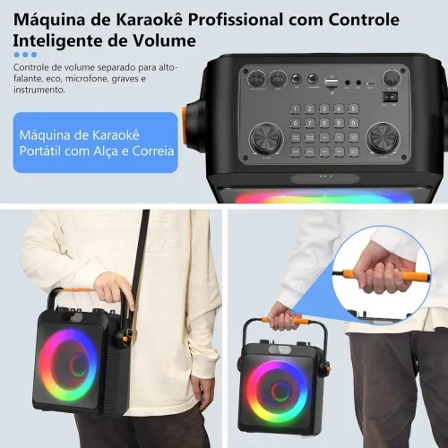 Anime sua festa com este Karaokê com 02 microfones 