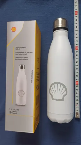Garrafa de Água EXCLUSIVA da Shell - Inox - 700ml - Cor Branca