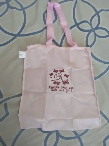 Bolsa de Ombro Rosa com Estampa de Borboletas e a Letra R