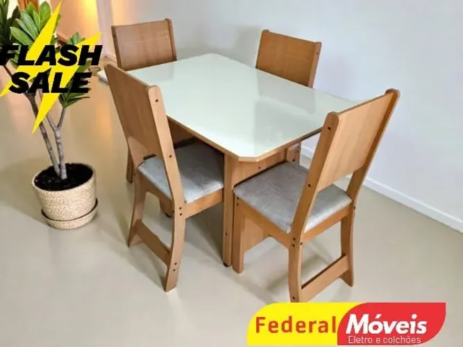 Mesa de Jantar c/ 4 Cadeiras 1,10X0,76m (A PRONTA ENTREGA)