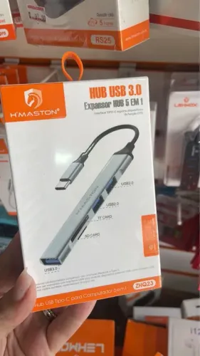 Hub USB Tipo-C 5 em 1 para celular e Computador - H'MASTON