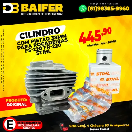 Cilindro Com Pistão 38mm Para Roçadeiras Fs-220 Fr-220 Stihl Original