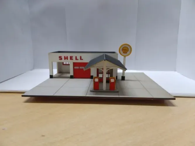 miniatura em mdf posto de gasolina escala 1/64