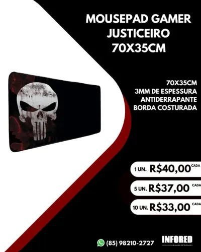 MOUSEPAD GAMER SPEED JUSTICEIRO 70x35CM